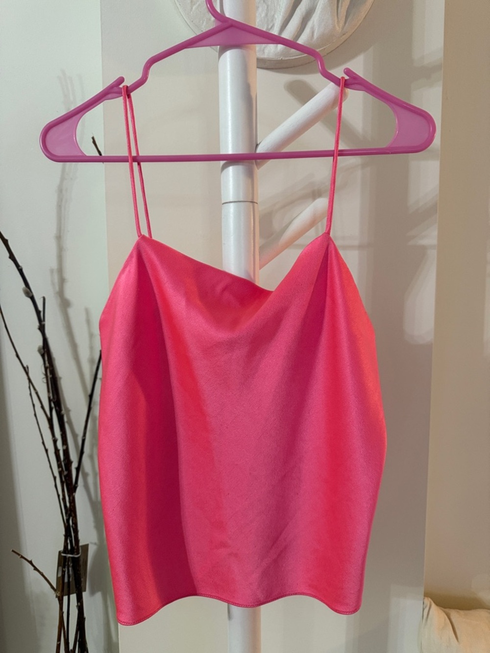Alice + Olivia Harmon Slip Tank Pink Satin | Chic Date Night Going out Top - Picture 9 of 13